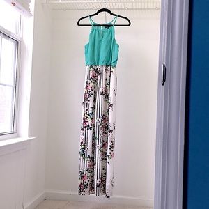 Mint and floral maxi dress
